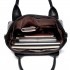 E6712 BK - PU Leather Tote Handbag & Satchel Set Black