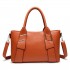 E6712 BN - PU Leather Tote Handbag & Satchel Set Brown E6712 BN - PU Leather Tote Handbag & Satchel Set Brown
