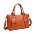 E6712 BN - PU Leather Tote Handbag & Satchel Set Brown E6712 BN - PU Leather Tote Handbag & Satchel Set Brown