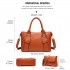 E6712 BN - PU Leather Tote Handbag & Satchel Set Brown E6712 BN - PU Leather Tote Handbag & Satchel Set Brown