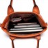 E6712 BN - PU Leather Tote Handbag & Satchel Set Brown E6712 BN - PU Leather Tote Handbag & Satchel Set Brown