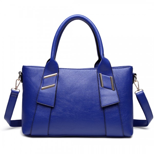 E6712 NY - PU Leather Tote Handbag & Satchel Set Navy E6712 NY - PU Leather Tote Handbag & Satchel Set Navy