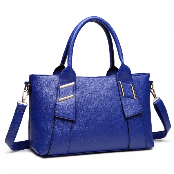E6712 NY - PU Leather Tote Handbag & Satchel Set Navy E6712 NY - PU Leather Tote Handbag & Satchel Set Navy