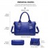 E6712 NY - PU Leather Tote Handbag & Satchel Set Navy E6712 NY - PU Leather Tote Handbag & Satchel Set Navy