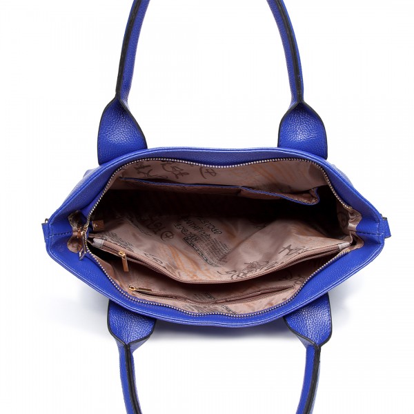 E6712 NY - PU Leather Tote Handbag & Satchel Set Navy E6712 NY - PU Leather Tote Handbag & Satchel Set Navy