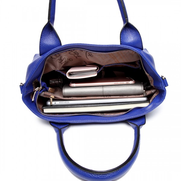 E6712 NY - PU Leather Tote Handbag & Satchel Set Navy E6712 NY - PU Leather Tote Handbag & Satchel Set Navy