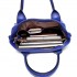 E6712 NY - PU Leather Tote Handbag & Satchel Set Navy E6712 NY - PU Leather Tote Handbag & Satchel Set Navy