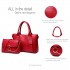 E6712 RD - PU Leather Tote Handbag & Satchel Set Red E6712 RD - PU Leather Tote Handbag & Satchel Set Red