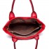 E6712 RD - PU Leather Tote Handbag & Satchel Set Red E6712 RD - PU Leather Tote Handbag & Satchel Set Red