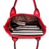 E6712 RD - PU Leather Tote Handbag & Satchel Set Red E6712 RD - PU Leather Tote Handbag & Satchel Set Red