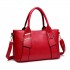 E6712 RD - PU Leather Tote Handbag & Satchel Set Red E6712 RD - PU Leather Tote Handbag & Satchel Set Red
