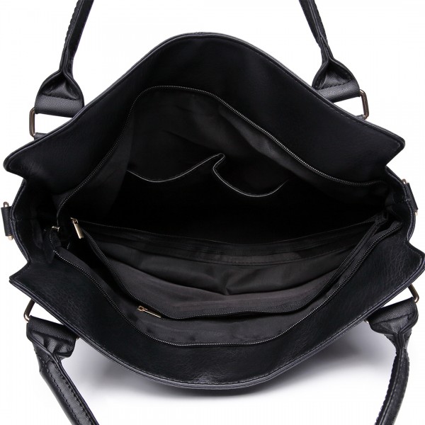 E6713 BK - Big Size Soft Leather Look Slouchy Hobo Shoulder Bag Black E6713 BK - Big Size Soft Leather Look Slouchy Hobo Shoulder Bag Black
