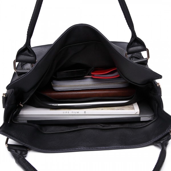 E6713 BK - Big Size Soft Leather Look Slouchy Hobo Shoulder Bag Black E6713 BK - Big Size Soft Leather Look Slouchy Hobo Shoulder Bag Black