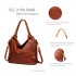 E6713 BN - Big Size Soft Leather Look Slouchy Hobo Shoulder Bag Brown