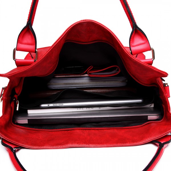 E6713 BY - Big Size Soft Leather Look Slouchy Hobo Shoulder Bag Burgundry