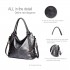 E6713 GY - Big Size Soft Leather Look Slouchy Hobo Shoulder Bag Grey