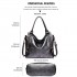 E6713 GY - Big Size Soft Leather Look Slouchy Hobo Shoulder Bag Grey