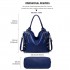 E6713 NY - Big Size Soft Leather Look Slouchy Hobo Shoulder Bag Navy