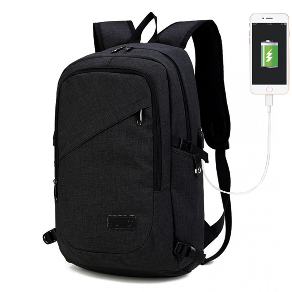 E6715 - Kono Business Laptop Backpack with USB Charging Port - Black