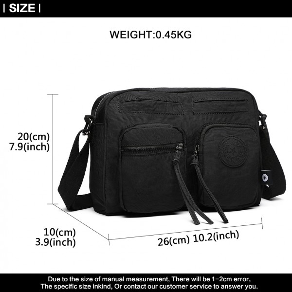 E6824-KONO Casual Multi Pocket Lightweight Cross Body Messenger Bag BLACK E6824-KONO Casual Multi Pocket Lightweight Cross Body Messenger Bag BLACK