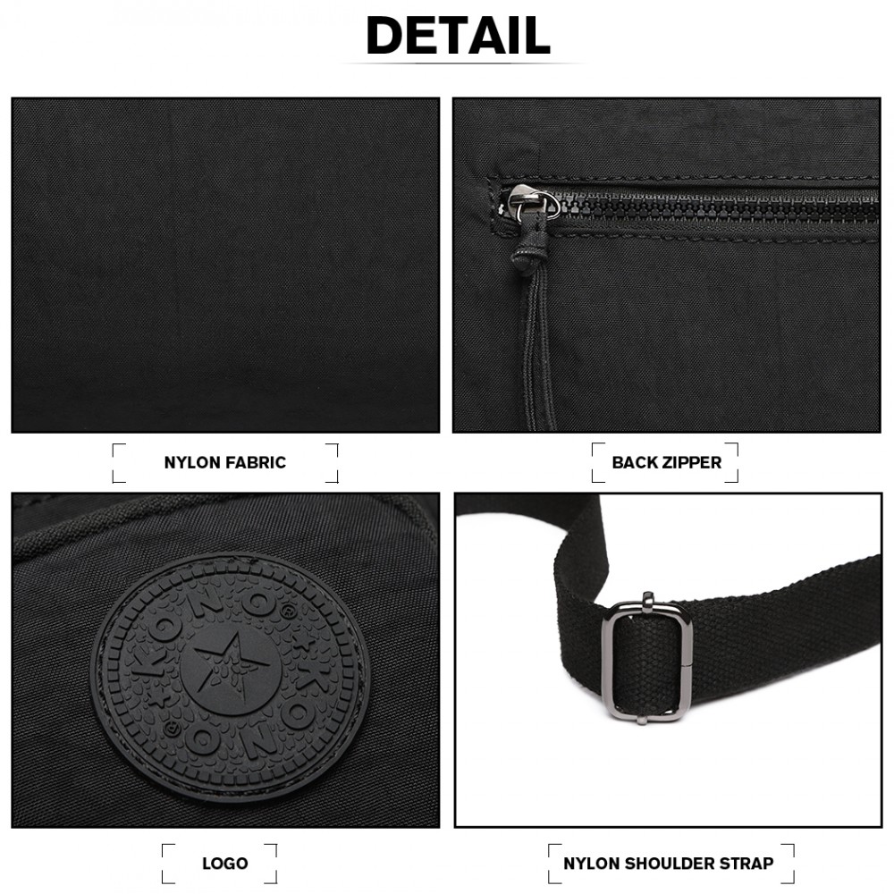 E6824KONO Casual Multi Pocket Lightweight Cross Body Messenger Bag BLACK