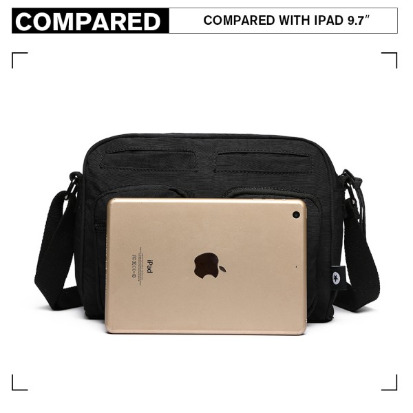 E6824-KONO Casual Multi Pocket Lightweight Cross Body Messenger Bag BLACK E6824-KONO Casual Multi Pocket Lightweight Cross Body Messenger Bag BLACK