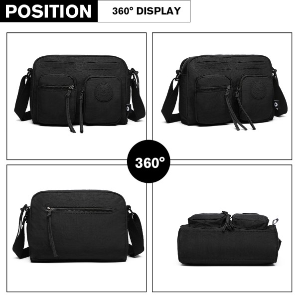 E6824-KONO Casual Multi Pocket Lightweight Cross Body Messenger Bag BLACK E6824-KONO Casual Multi Pocket Lightweight Cross Body Messenger Bag BLACK