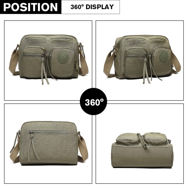 E6824-KONO Casual Multi Pocket Lightweight Cross Body Messenger Bag GREEN