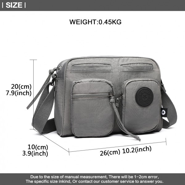 E6824-KONO Casual Multi Pocket Lightweight Cross Body Messenger Bag GREY E6824-KONO Casual Multi Pocket Lightweight Cross Body Messenger Bag GREY