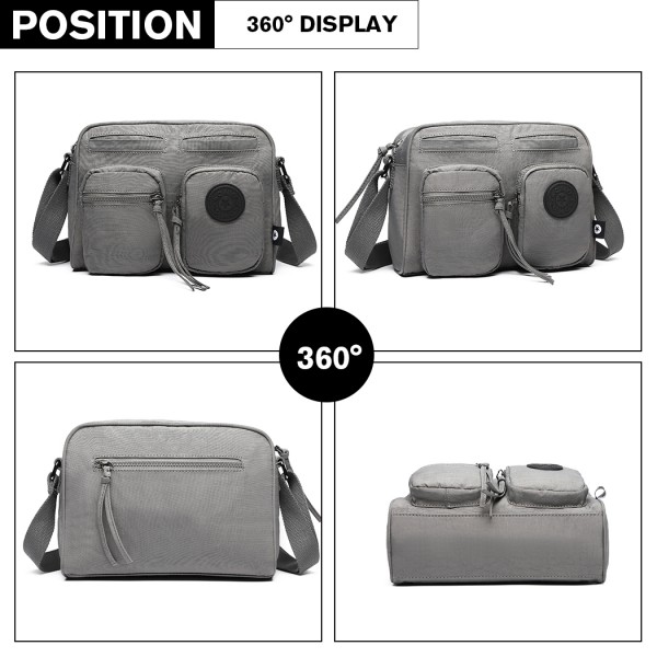 E6824-KONO Casual Multi Pocket Lightweight Cross Body Messenger Bag GREY E6824-KONO Casual Multi Pocket Lightweight Cross Body Messenger Bag GREY