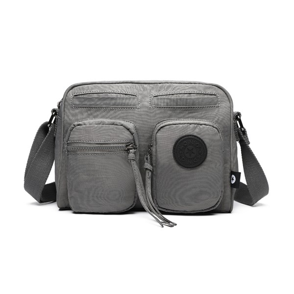 E6824-KONO Casual Multi Pocket Lightweight Cross Body Messenger Bag GREY