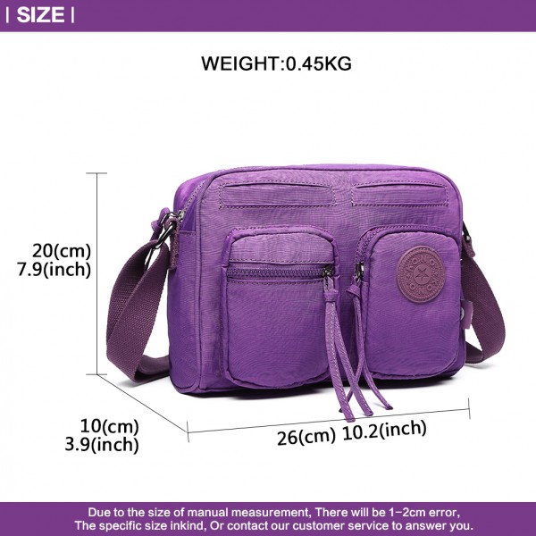 E6824-KONO Casual Multi Pocket Lightweight Cross Body Messenger Bag PURPLE E6824-KONO Casual Multi Pocket Lightweight Cross Body Messenger Bag PURPLE