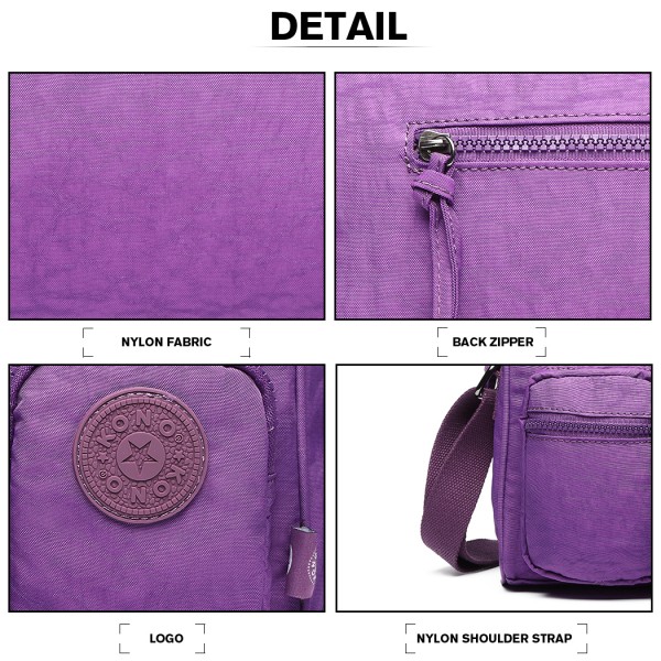 E6824-KONO Casual Multi Pocket Lightweight Cross Body Messenger Bag PURPLE E6824-KONO Casual Multi Pocket Lightweight Cross Body Messenger Bag PURPLE