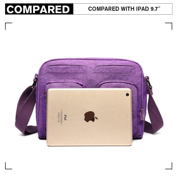 E6824-KONO Casual Multi Pocket Lightweight Cross Body Messenger Bag PURPLE E6824-KONO Casual Multi Pocket Lightweight Cross Body Messenger Bag PURPLE