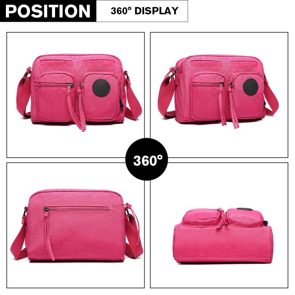 E6824-KONO Casual Multi Pocket Lightweight Cross Body Messenger Bag PLUM E6824-KONO Casual Multi Pocket Lightweight Cross Body Messenger Bag PLUM