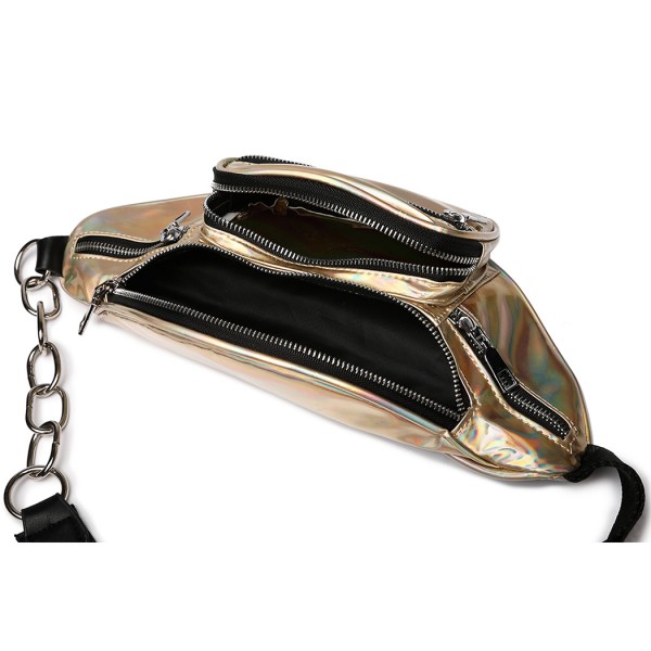 E6831-MISS LULU Patent Leather Zip Front WAISTBAG Bum Bag GOLD E6831-MISS LULU Patent Leather Zip Front WAISTBAG Bum Bag GOLD