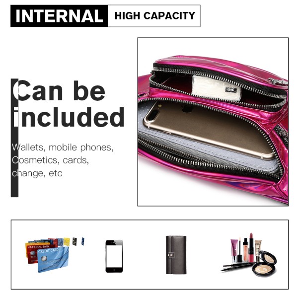 E6831-MISS LULU Patent Leather Zip Front WAISTBAG Bum Bag PLUM