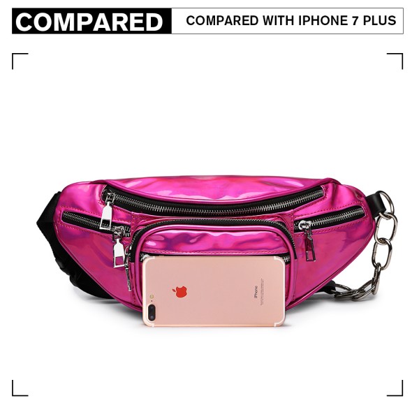 E6831-MISS LULU Patent Leather Zip Front WAISTBAG Bum Bag PLUM