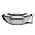 E6831-MISS LULU Patent Leather Zip Front WAISTBAG Bum Bag SILVER