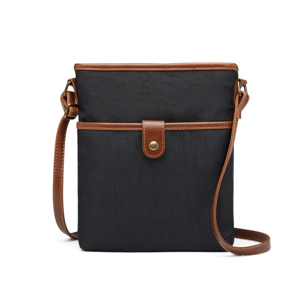 E6838 - Miss Lulu Washed Nylon Pouch Cross Body Bag - Black E6838 - Miss Lulu Washed Nylon Pouch Cross Body Bag - Black