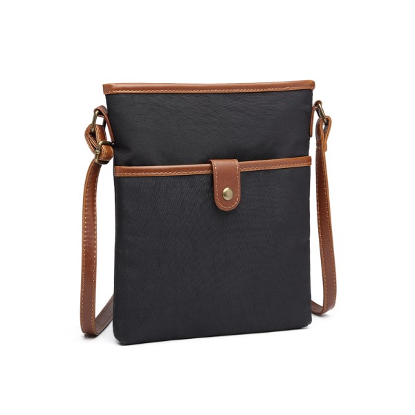 E6838 - Miss Lulu Washed Nylon Pouch Cross Body Bag - Black E6838 - Miss Lulu Washed Nylon Pouch Cross Body Bag - Black