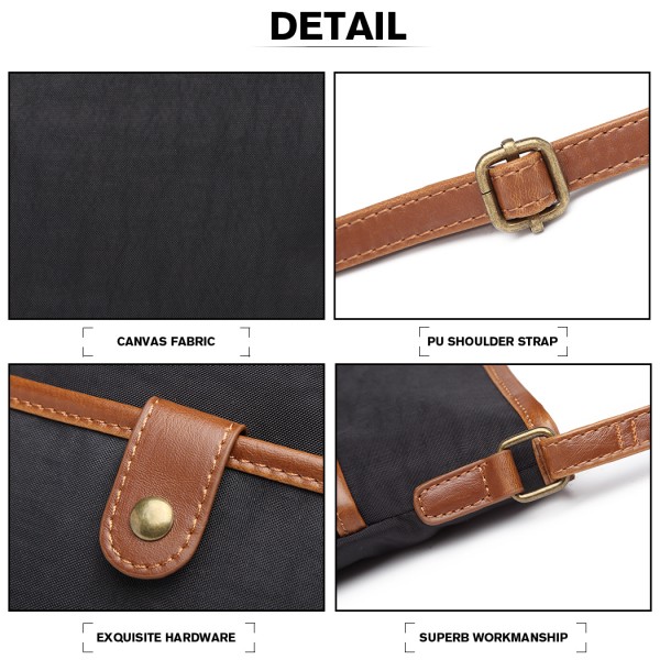 E6838 - Miss Lulu Washed Nylon Pouch Cross Body Bag - Black E6838 - Miss Lulu Washed Nylon Pouch Cross Body Bag - Black