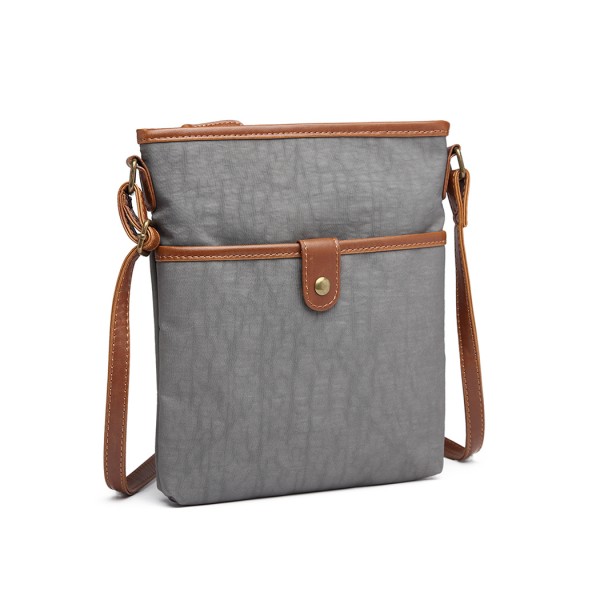 E6838 - Miss Lulu Washed Nylon Pouch Cross Body Bag - Grey E6838 - Miss Lulu Washed Nylon Pouch Cross Body Bag - Grey