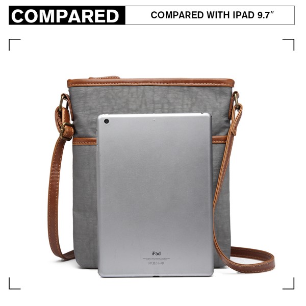 E6838 - Miss Lulu Washed Nylon Pouch Cross Body Bag - Grey E6838 - Miss Lulu Washed Nylon Pouch Cross Body Bag - Grey
