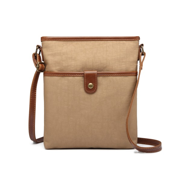 E6838 - Miss Lulu Washed Nylon Pouch Cross Body Bag - Khaki E6838 - Miss Lulu Washed Nylon Pouch Cross Body Bag - Khaki