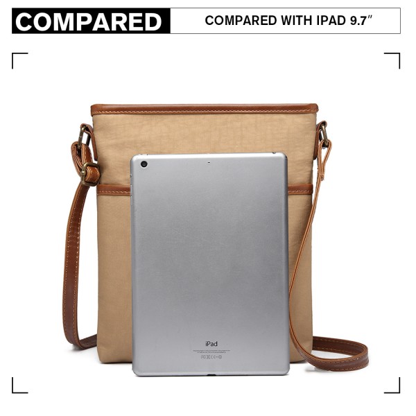 E6838 - Miss Lulu Washed Nylon Pouch Cross Body Bag - Khaki E6838 - Miss Lulu Washed Nylon Pouch Cross Body Bag - Khaki