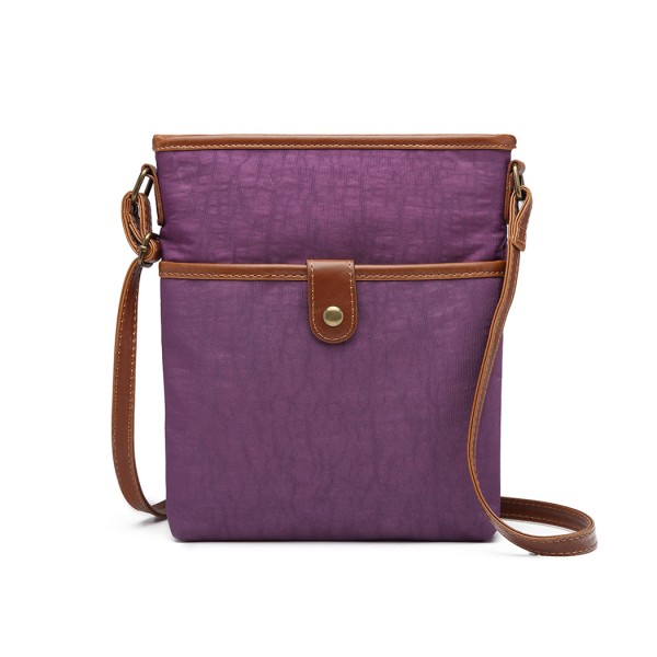 E6838 - Miss Lulu Washed Nylon Pouch Cross Body Bag - Purple E6838 - Miss Lulu Washed Nylon Pouch Cross Body Bag - Purple