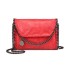 E6844 - Miss Lulu Leather Look Chain Fold-over Shoulder Bag - Red