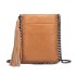 E6845 - Miss Lulu Leather Look Chain Shoulder Bag with Tassel Pendant - Brown