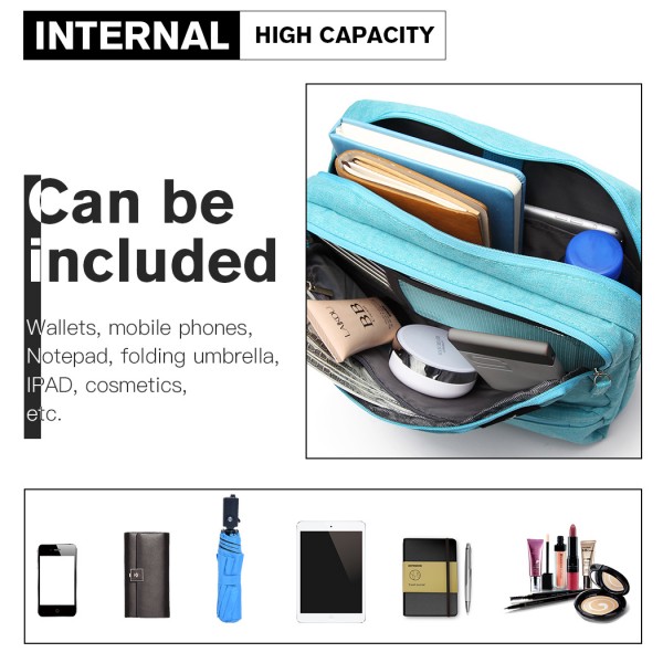 E6851 - Kono Multi Compartment Travel Shoulder Bag - Blue E6851 - Kono Multi Compartment Travel Shoulder Bag - Blue